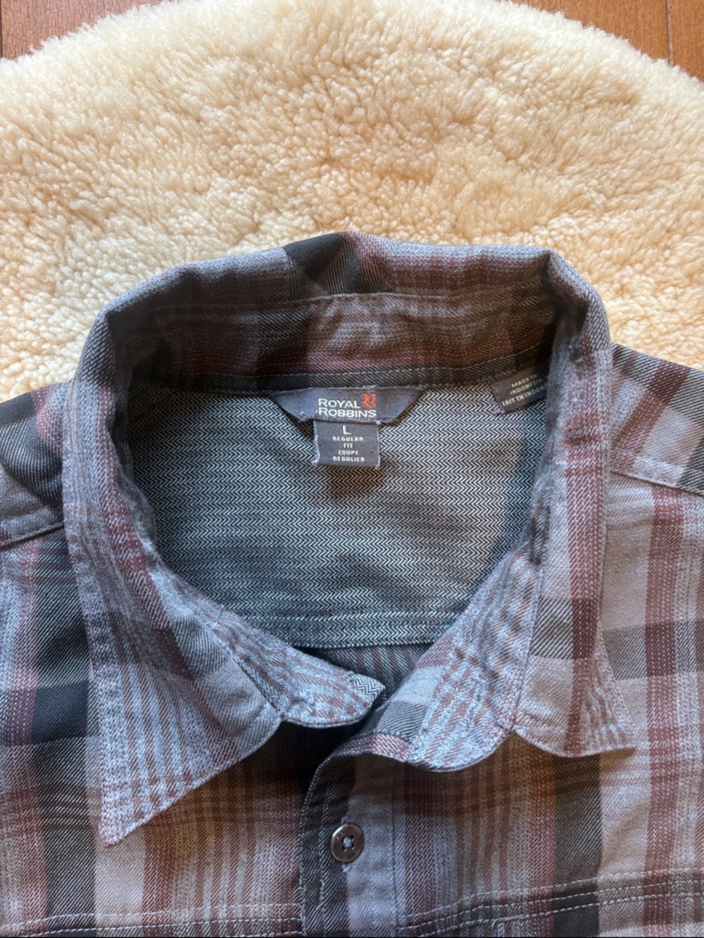 Royal Robbins Men's Plaid Button-Down Shirt - Gray & Brown Tones